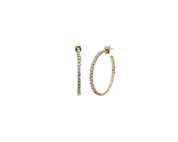 Gold Memory Wire Crystal 35 mm Hoop Earrings