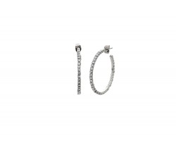 Silver Memory Wire Crystal 35 mm Hoop Earrings