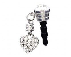 Heart Clear Crystal Phone Plug