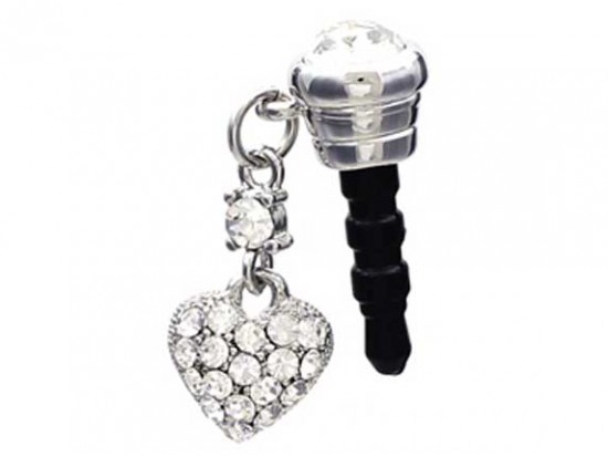 Heart Clear Crystal Phone Plug Heart Clear Crystal Phone Plug