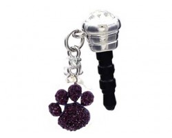 Amethyst Crystal Paw Print Phone Plug Charm