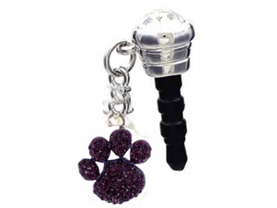 Amethyst Crystal Paw Print Phone Plug Charm Amethyst Crystal Paw Print Phone Plug Charm