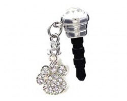 Clear Crystal Paw Print Phone Plug Charm