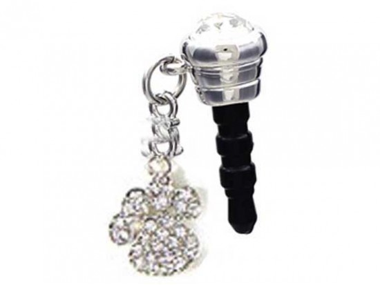 Clear Crystal Paw Print Phone Plug Charm