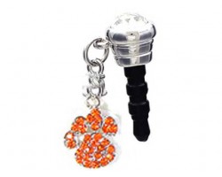 Orange Crystal Paw Print Phone Plug Charm