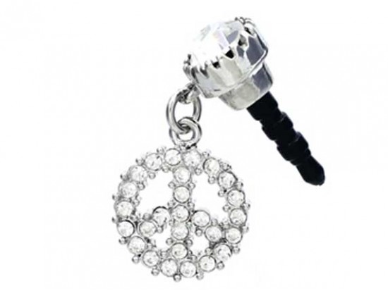 Peace Clear Crystal Phone Plug
