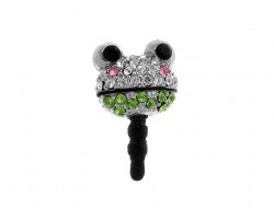 Frog Face Peridot Clear and Light Rose Crystal Phone Plug