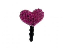 Heart Fuchsia Crystal Phone Plug