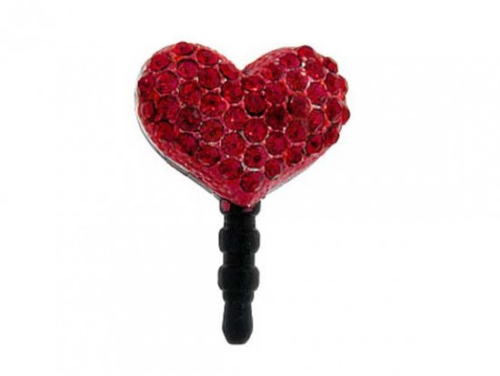 Heart Light Siam Crystal Phone Plug Heart Light Siam Crystal Phone Plug