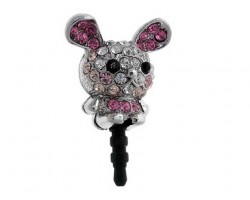 Rabbit with Pink Crystal Phone Plug