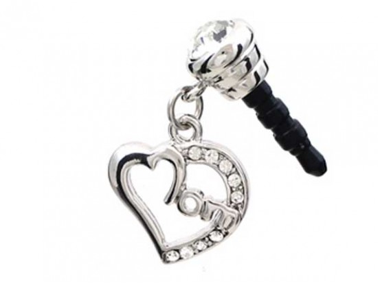 Mom Heart Clear Crystal Phone Plug Mom Heart Clear Crystal Phone Plug