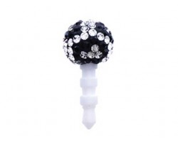 Leopard Ball with Jet and Clear Crystal Phone Plug