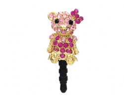 Bear with Ribbon Fuchsia Crystal Phone Plug