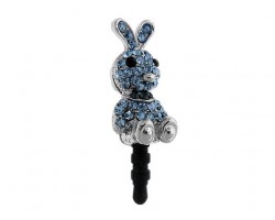 Rabbit Light Sapphire Crystal Phone Plug