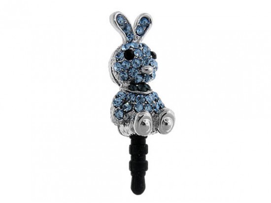 Rabbit Light Sapphire Crystal Phone Plug