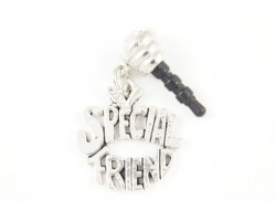 "Special Friend" Antique Silver Charm Crystal Phone Plug