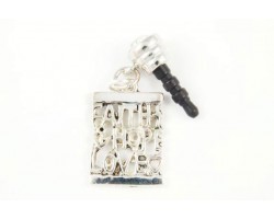 "Faith Hope Love" Antique Silver Charm Crystal Phone Plug