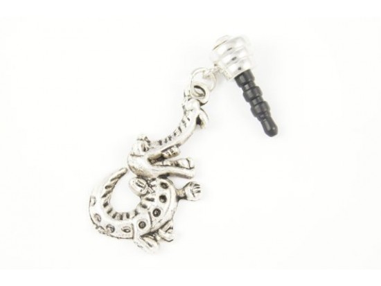 Gator Antique Silver Charm Crystal Phone Plug Gator Antique Silver Charm Crystal Phone Plug
