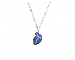 Blue White Crystal Football Charm Necklace