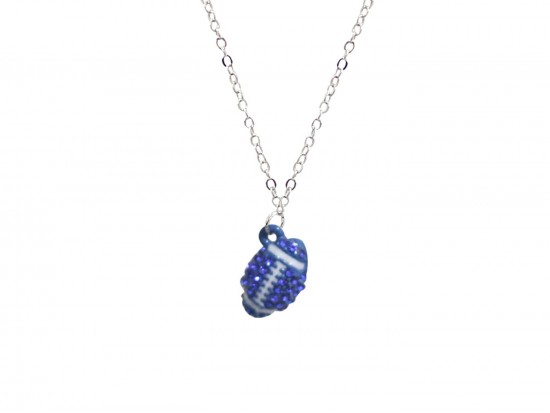 Blue White Crystal Football Charm Necklace Blue White Crystal Football Charm Necklace