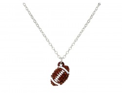 Brown Crystal Football Charm Necklace