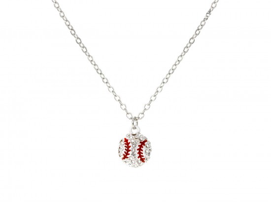 Silver Crystal Baseball Necklace Silver Crystal Baseball Necklace