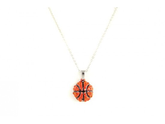 Basketball Orange Crystal Charm Necklace Basketball Orange Crystal Charm Necklace