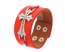 Red Silver Crystal Cross Ephesians 6:11 Wrap Bracelet
