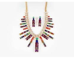 Multi Rectangle Crystal Necklace Set