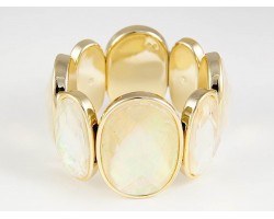 Coral Opal Faceted Stone Gold Plate Bracelet