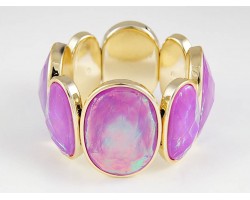 Coral Opal Faceted Stone Gold Plate Bracelet