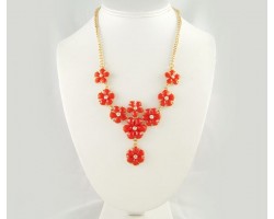 Hyacinth Faceted Stone Flower Tier Gold Plate Necklace Set