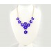 Sapphire Faceted Stone Flower Tier Gold Plate Necklace Set