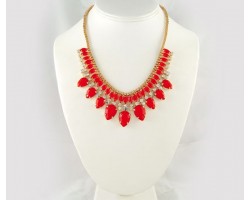 Light Siam Tiered Teardrop Box Link Necklace Set