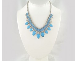 Light Sapphire Tiered Teardrop Box Link Necklace Set