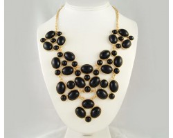 Black Bubble Cluster Tier Necklace Set