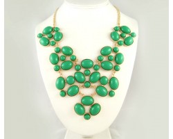 Green Bubble Cluster Tier Necklace Set
