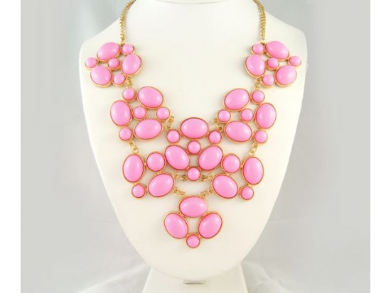 Light Pink Bubble Cluster Tier Necklace Set