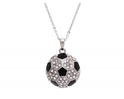 Clear Crystal Soccer Ball Pendant Chain Necklace Clear Crystal Soccer Ball Pendant Chain Necklace