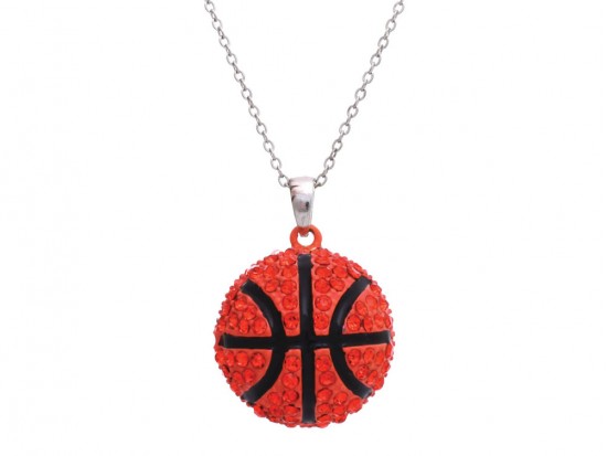 Basketball Crystal Pendant Chain Necklace