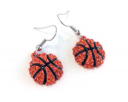 Orange Crystal Basketball Hook Earrings