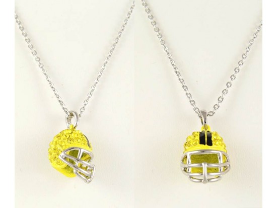 Yellow Citrine Crystal Football Helmet Necklace Yellow Citrine Crystal Football Helmet Necklace