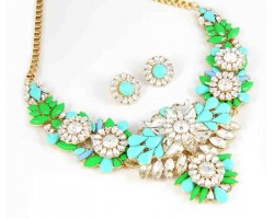 Large Turquoise Crystal Marquise Burst Choker Necklace Set Large Turquoise Crystal Marquise Burst Choker Necklace Set