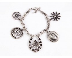 Silver Horseshoe Western Theme Crystal Bracelet