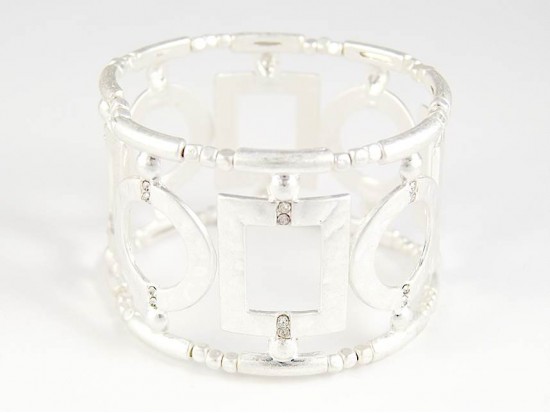 Matte S/P Circle & Square Cry Stretch Bracelet Matte S/P Circle & Square Cry Stretch Bracelet