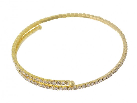 Gold Crystal Single Line Memory Wire Bracelet