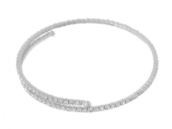 Silver Crystal Single Line Memory Wire Bracelet