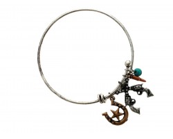 Tri Color Wire Charm Bracelet Guns Star Bullet