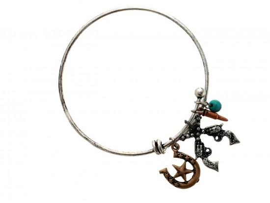 Tri Color Wire Charm Bracelet Guns Star Bullet
