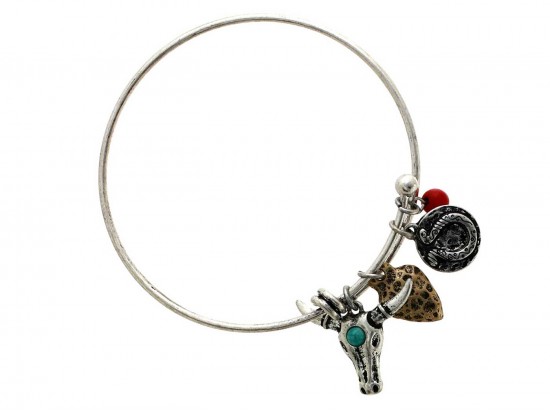 Turq Red Wire Cuff LONGHORN Charm Bracelet Turq Red Wire Cuff LONGHORN Charm Bracelet